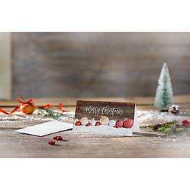 Weihnachtsmotiv-Karte 'Red and white Christmas with dark wood', DIN lang (2/3 A4), 250g/m², 25 Stück, Weißkarton, Inkjet- & Laserdrucker