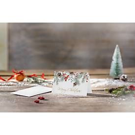 Weihnachtsmotiv-Karte 'Red berries and pine cones', A6 (A5), 250g/m², 25 Stück, Weißkarton, Inkjet- & Laserdrucker