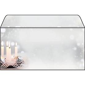 Weihnachtsumschläge Sigel Christmas Silence, DIN lang, 90 g/m², Adventskerzenmotiv, 50 Stück