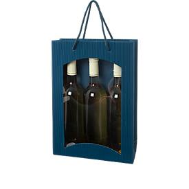 Weintragetasche "Offene Welle", 3er, blau, 10 Stück