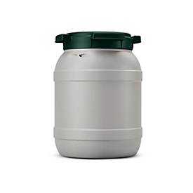 Weithalsfass, Volumen 6 l, mit Deckel, mit UN-Zertifizierung, wasserdicht, stapelbar, recycelbar, L 198 x B 198 x H 265 mm, R-HDPE, grau-grün
