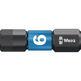 WERA Bit 840/1 IMP DC, 6 mm, L 25 mm, 1/4 Zoll C6,3, Impaktor diamantbeschichtet, für Impakt-Schrauber, 10 Stück
