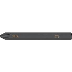 WERA Bit 851 S PH 2, PH 2x70 mm, DIN ISO 1173, extra zähhart, 1/4' Sechskant Antrieb, 5 Stück