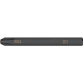 WERA Bit 851 S PH 3 x 70 mm, extra zähhart, 1/4 Zoll Antrieb, DIN ISO 1173, f√ºr Kreuzschlitz-Schrauben, 5 Stück