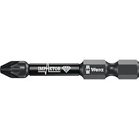WERA Bit 855/4 IMP DC PZD3, diamantbeschichtet, L 50 mm, 1/4 Zoll E6,3, für Impakt-Schrauber, 5 Stück