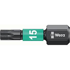 WERA Bit IMPAKTOR 5057623001, T15, L 25 mm, 1/4 Zoll C6,3, diamantbeschichtet, für Impakt-Schrauber, 10 Stück