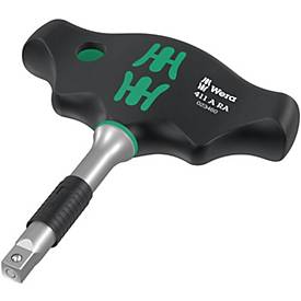 WERA Hebelumschaltknarre 411 A RA, 1/4 Zoll Vierkant, L 89 mm, 80 Zähne, legierter Werkzeugstahl, Quergriff 2-komponentig, 2 Stück