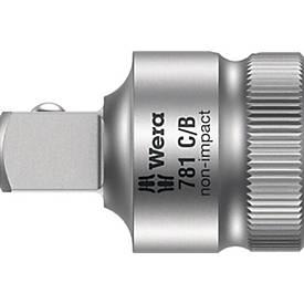 WERA Reduzierstück 781 C, 1/2' Innenvierkant auf 3/8' Außenvierkant, Chrom-Vanadium-Stahl, matt verchromt, L 38,5 mm