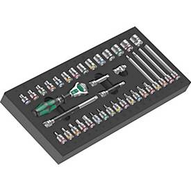 WERA Werkzeugmodul 9720, 37-teilig, mit Schaumstoffeinlage, Zyklop Knarre 1/4', wasser- und ölabweisend, BxHxT 172x40x392 mm