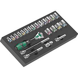 WERA Werkzeugmodul 9721, 23-tlg, mit Schaumstoffeinlage, Zyklop Knarre 3/8', wasser- und ölabweisend