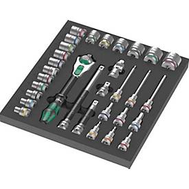 WERA Werkzeugmodul 9722, 31-tlg, mit Schaumstoffeinlage, Zyklop 8000 C Knarre Set, wasser- & ölabweisend, BxHxT 344x51x392 mm