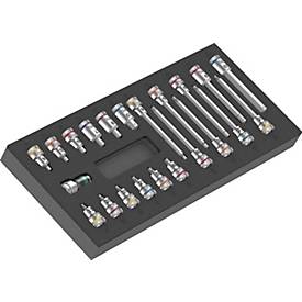 WERA Werkzeugmodul 9723, 22-tlg., Schaumstoffeinlage, Zyklop B 3/8″ Bitnuss Set, wasser- & ölabweisend, BxHxT 172x39x392 mm