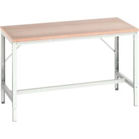 Werkbank Bott verso, Multiplex-Platte, mit Querstrebenset, B 1500 x T 800 x H 780 - 930 mm, RAL 7035 Lichtgrau