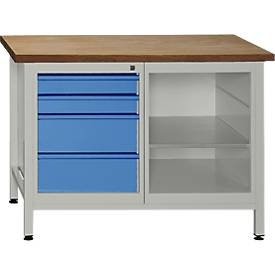 Werkbank mit 1 Fachboden und 4 Schubladen