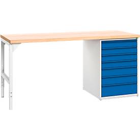 Werkbank, mit 7 Schubladen, Breite 1500 oder 2000 mm, mit oder ohne Schloss