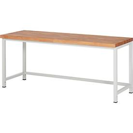 Werkbank Serie 8000, stationär, höhenverstellbar, Arbeitsplatte Buche-Massiv, B 2000 x T 700 x H 840-1040 mm