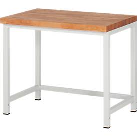 Werkbank Serie 8000, stationär, Arbeitsplatte Buche-Massiv, Breite von 750 bis 2000 mm