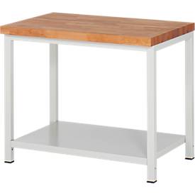 Werkbank Serie 8000, stationär, Stahlblech-Ablageboden, Breite von 750 bis 2000 mm