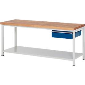 Werkbank Serie 8001, stationär, höhenverstellbar, B 2000 x T 700 x H 840-1040 mm