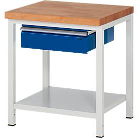 Werkbank Serie 8001, stationär, höhenverstellbar, mit Schublade, B 750 bis 2000 mm