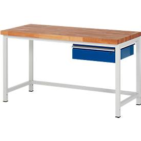 Werkbank Serie 8001, stationär, mit Schublade, T 700 oder 900 mm, B 750 bis 2000 mm