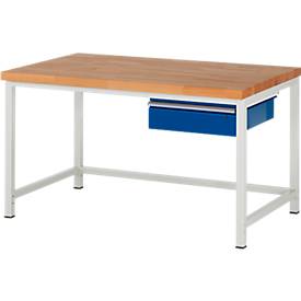 Werkbank Serie 8001, stationär, mit Schublade, T 700 oder 900 mm, B 750 bis 2000 mm