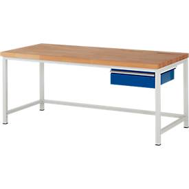 Werkbank Serie 8001, stationär, mit Schublade, T 700 oder 900 mm, B 750 bis 2000 mm