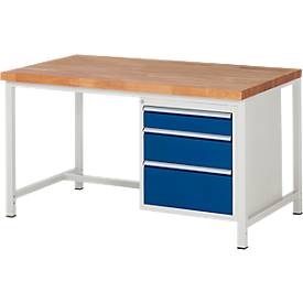 Werkbank Serie 8159, 3 Schubladen, B 1500 x T 900 x H 840 mm