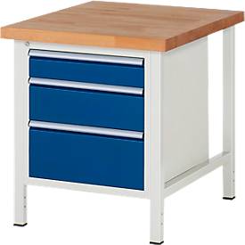 Werkbank Serie 8159, 3 Schubladen, B 750 x T 900 x H 840 mm