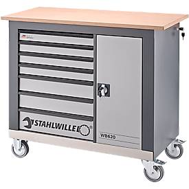 Werkbank WB620, 7 Schübe, 3-stufiges Sicherheitskonzept, B 1150 x T 500 x H 1030 mm, inkl. Werkzeug