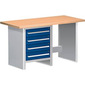 Werkbank WBI 150-1, 4 Schubladen, 1 offener Bereich