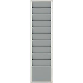 Werkstattplaner Eichner, 1-bahnig, 10 Schienen, für bis zu 10 Auftragstaschen des Formates A4, B 315 x H 1282 mm, Kunststoff, grau