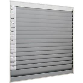 Werkstattplaner Eichner, breite Ausführung, 15 Schienen, für bis zu 75 Auftragstaschen des Formates A4, B 1580 x H 1757 mm, Kunststoff, grau