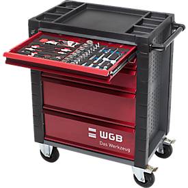 Werkstattwagen, 140 tlg., Stahlblech/ABS, 5 Schubladen, verschließbar, m. Handgriff