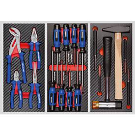 Werkstattwagen Projahn ECOBlue, 6 abschließbare Schubfächer, bis 400 kg, mit Werkzeugbestückung, Stahl pulverbeschichtet