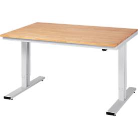 Werktisch Serie adlatus 300, Buche-Massiv-Platte, B 1500 x T 800 x H 720 - 1120 mm