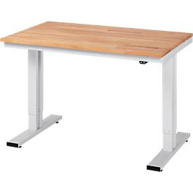 Werktisch Serie adlatus 300, Buche-Massiv-Platte, elektr. höhenverstellbar, T 800 o. 1000 mm