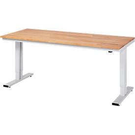 Werktisch Serie adlatus 300, Buche-Massiv-Platte, elektr. höhenverstellbar, T 800 o. 1000 mm