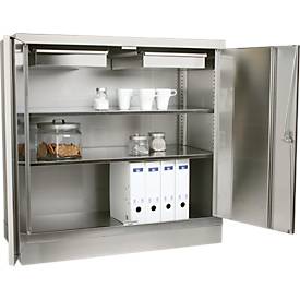 Werkzeugschrank, Edelstahl, Höhe 1050 mm, 2 Schubladen, 2 Böden