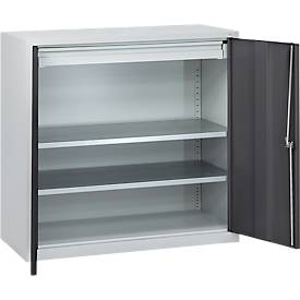 Werkzeugschrank, Sicherheitsschloss, 2 Einlegeböden & 1 Schublade, B 1000 x T 500 x H 1000 mm, Stahlblech, lichtgrau/anthrazit