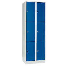 Wertfachschrank 300 mm, 2 Abteile, 6 Fächer, Sicherheitszylinderschloss, Sockel, enzianblau