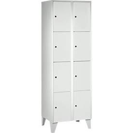 Wertfachschrank 300 mm, 2 Abteile, 8 Fächer, Sicherheitszylinderschloss, Fuß, lichtgrau