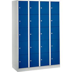 Wertfachschrank, 4 Abteile mit jeweils B 300 mm, 20 Fächer, Sicherheitszylinderschloss, Unterbau Sockel oder Fuß