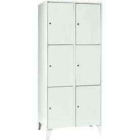 Wertfachschrank 400 mm, 2 Abteile, 6 Fächer, Sicherheitszylinderschloss, Fuß, lichtgrau