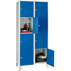 Wertfachschrank 400 mm, 2 Abteile, 8 Fächer, Sicherheitszylinderschloss, Fuß, enzianblau