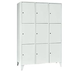 Wertfachschrank 400 mm, 3 Abteile, 9 Fächer, Sicherheitszylinderschloss, Fuß, lichtgrau