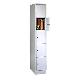 Wertfachschrank, mit Sockel, Fächeranzahl 5, Fachbreite 300 mm, Sicherheitszylinderschloss, lichtgrau