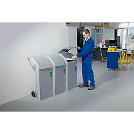 Wertstoffsammelbehälter Hailo ProfiLine WSB Design XXXL, 120 l, Verbindungsklammern & Aufkleber, L 450 x B 500 x H 1120 mm, Kunststoff, grau