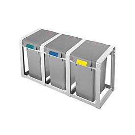 Wertstoffsammler Hailo ProfiLine Öko L, Basismodul, Volumen 19 l, mit Inneneimer, L 395 x B 310 x H 450 mm, Kunststoff, grau