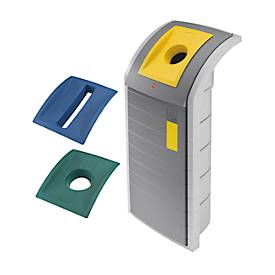 Wertstoffsammler Hailo ProfiLine WSB Design Plus XXXL, ABS, grau, 120 l, m. 3 farbigen Einsätzen